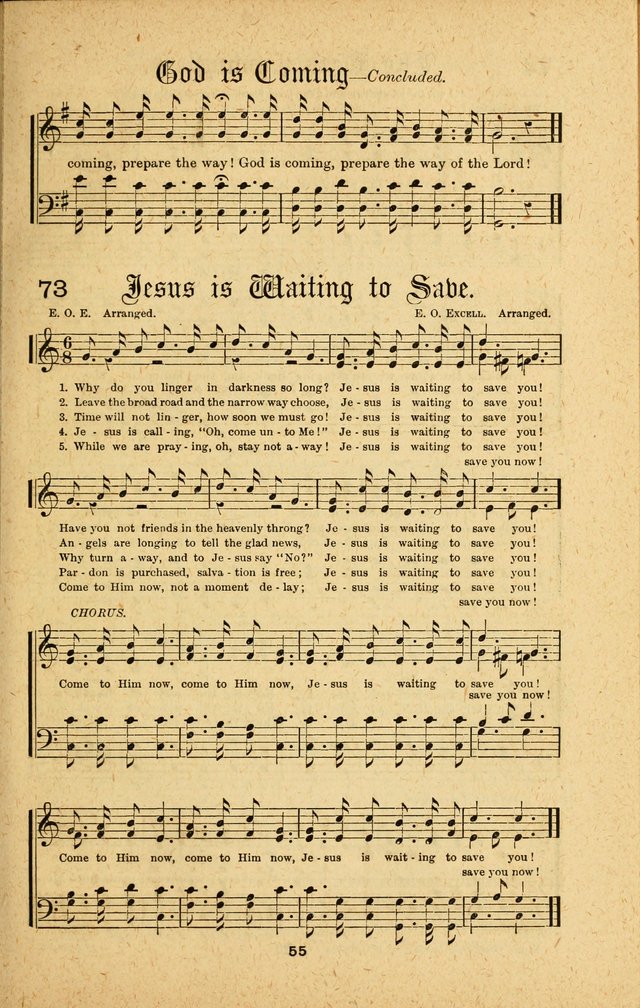 Songs of Salvation: as Used by Crossley and Hunter in Evangelistic Meetings: and adapted for the church, grove, school, choir and home page 55