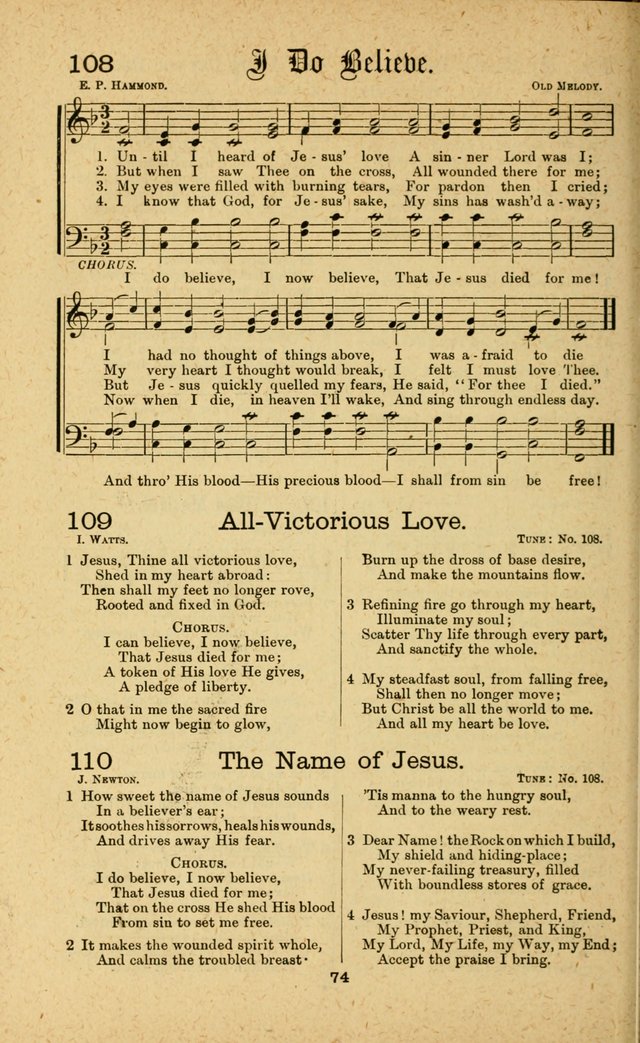 Songs of Salvation: as Used by Crossley and Hunter in Evangelistic Meetings: and adapted for the church, grove, school, choir and home page 74