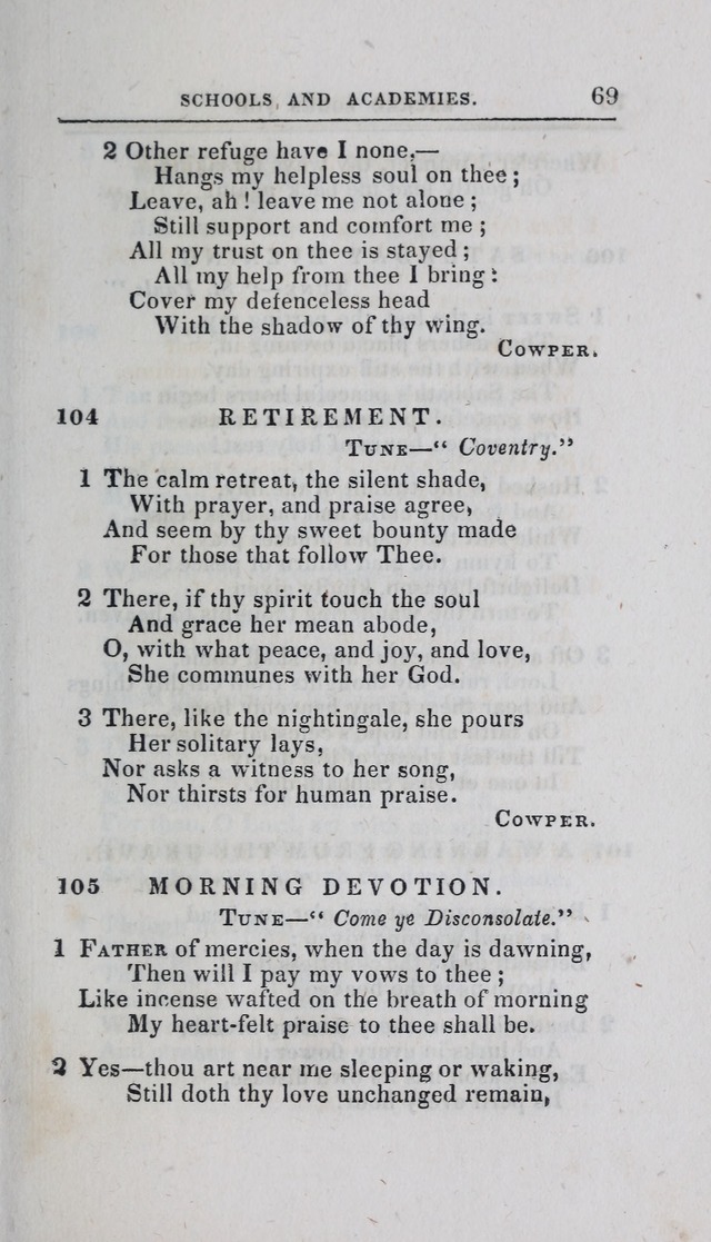 A Selection of Sacred Songs: for the use of schools and academies page 69