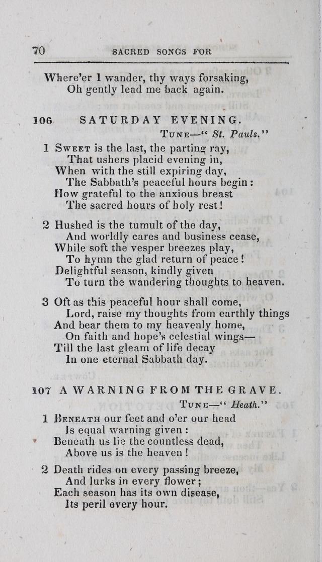 A Selection of Sacred Songs: for the use of schools and academies page 70