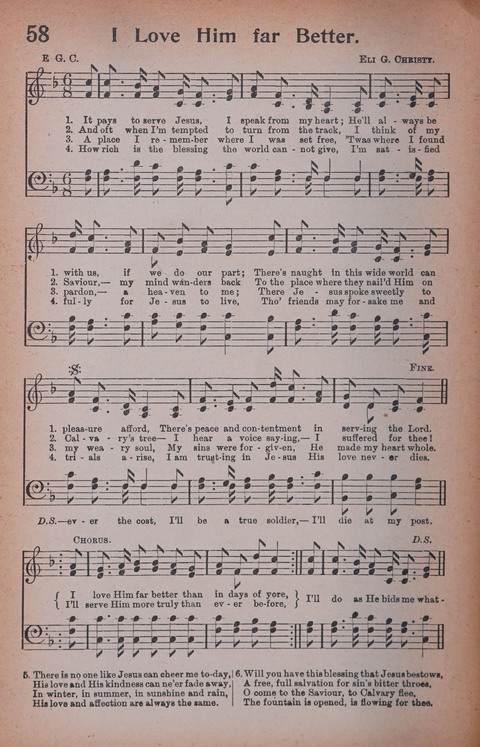 Songs of Triumph Nos. 1 and 2 Combined: 201 choice new hymns for choirs, solo singers, the home circle, etc. page 58
