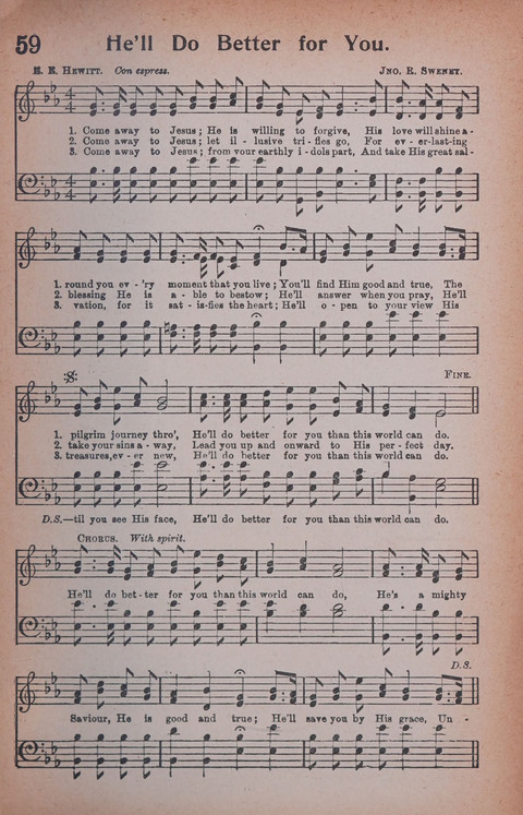 Songs of Triumph Nos. 1 and 2 Combined: 201 choice new hymns for choirs, solo singers, the home circle, etc. page 59