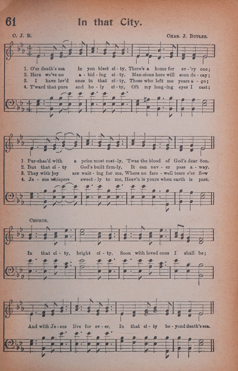 Songs of Triumph Nos. 1 and 2 Combined: 201 choice new hymns for choirs, solo singers, the home circle, etc. page 61