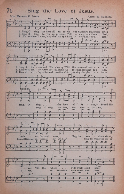 Songs of Triumph Nos. 1 and 2 Combined: 201 choice new hymns for choirs, solo singers, the home circle, etc. page 71