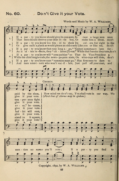 Silver Tones: a new temperance and prohibition song book, containing the most popular songs sung by The Silver Lake Quartette page 82