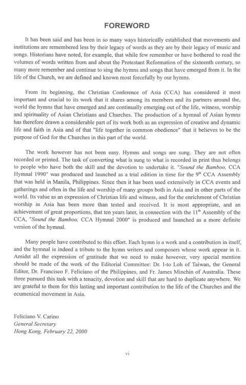 Sound the Bamboo: CCA Hymnal 2000 page vi