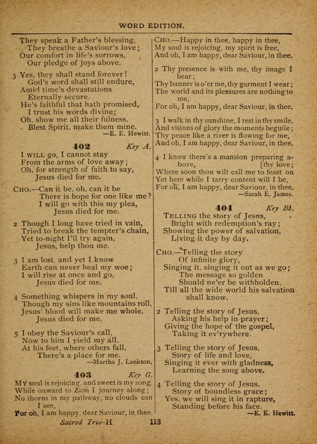 The Sacred Trio: comprising Redemption Songs, Showers of Blessing, The Joyful Sound (Word ed.) page 115