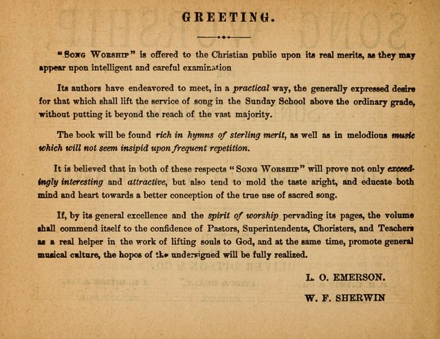 Song Worship for Sunday Schools page 1