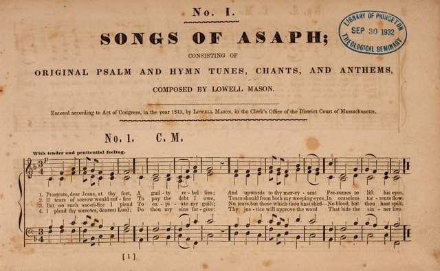 Songs of Asaph; consisting of original Psalm and hymn tunes, chants and anthems page 1