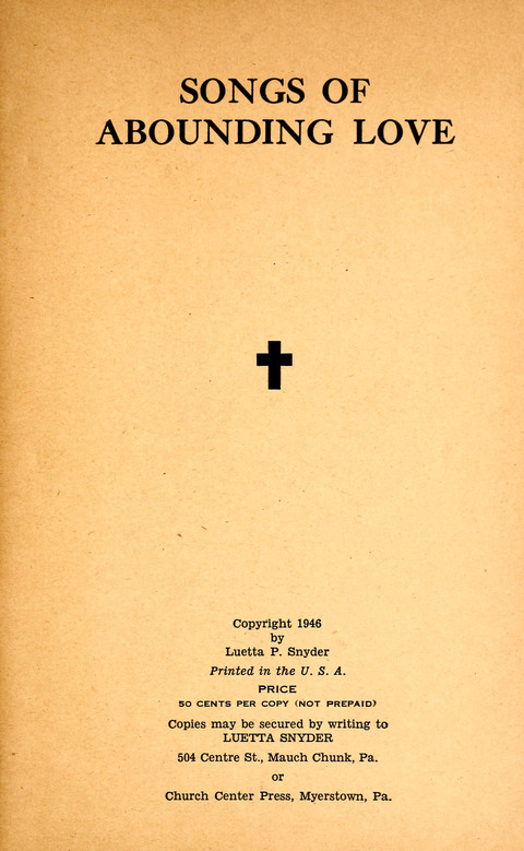 Songs of Abounding Love page ii