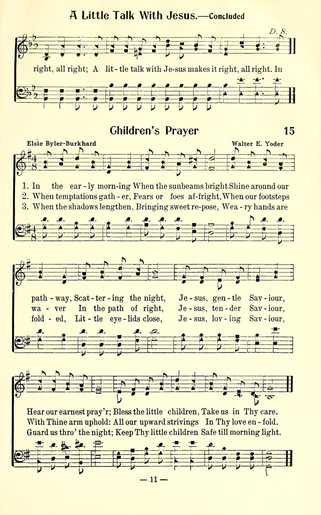 Songs of Cheer for Children page 11