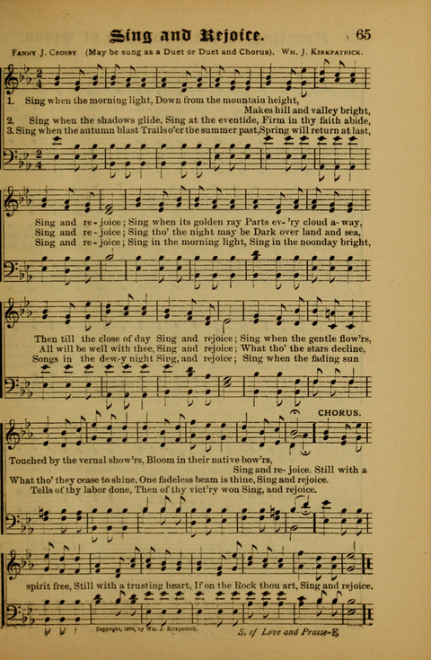 Songs of Love and Praise: for use in meetings & Christian worship & work page 65