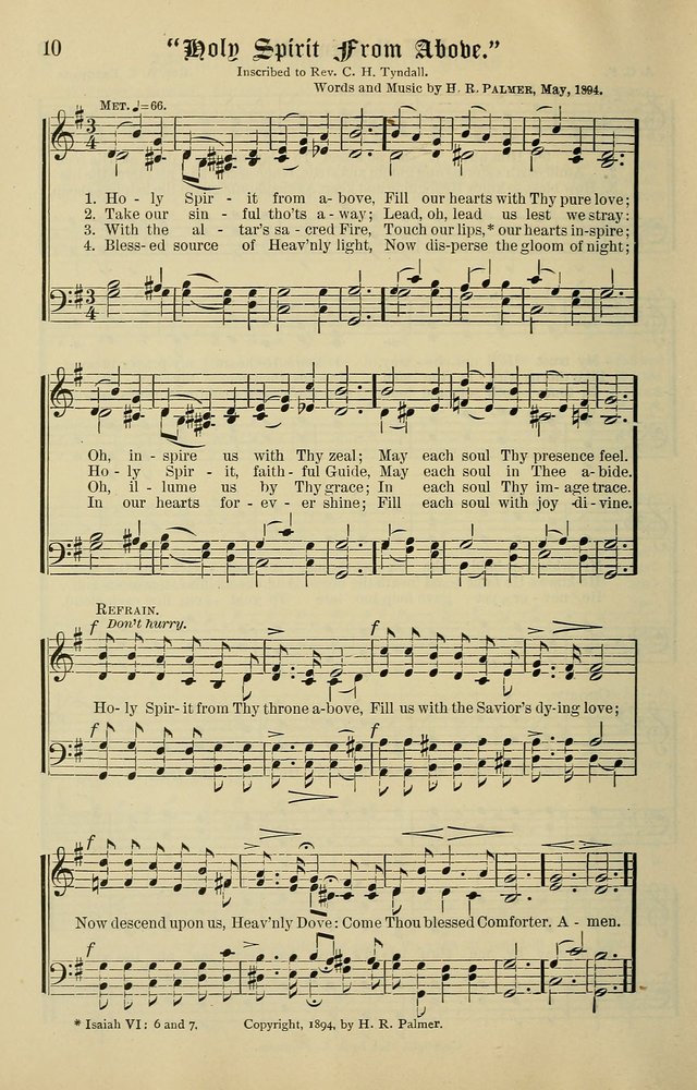 Songs of the Peacemaker: a collection of sacred songs and hymns for use in all services of the church, Sunday-school, home circle, and all kinds of evangelistic work page 10