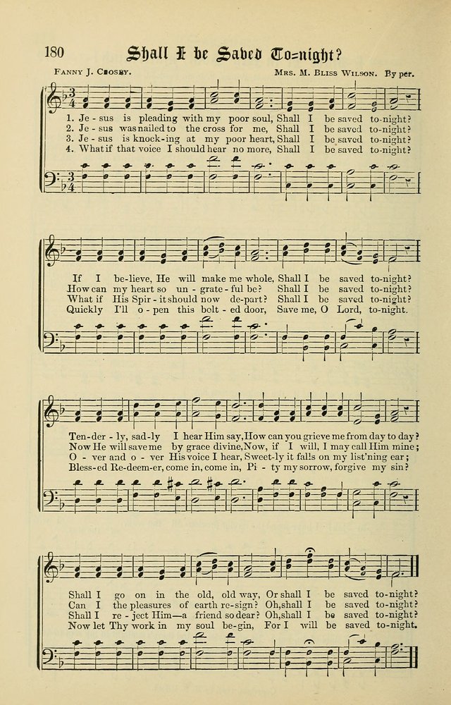 Songs of the Peacemaker: a collection of sacred songs and hymns for use in all services of the church, Sunday-school, home circle, and all kinds of evangelistic work page 180