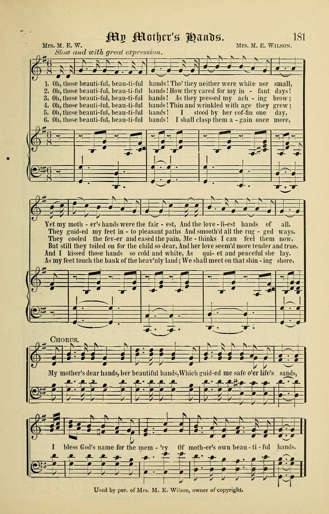 Songs of the Peacemaker: a collection of sacred songs and hymns for use in all services of the church, Sunday-school, home circle, and all kinds of evangelistic work page 181