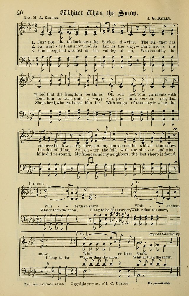 Songs of the Peacemaker: a collection of sacred songs and hymns for use in all services of the church, Sunday-school, home circle, and all kinds of evangelistic work page 20