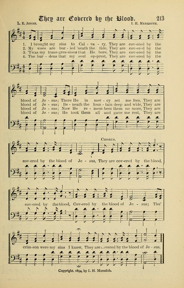 Songs of the Peacemaker: a collection of sacred songs and hymns for use in all services of the church, Sunday-school, home circle, and all kinds of evangelistic work page 213