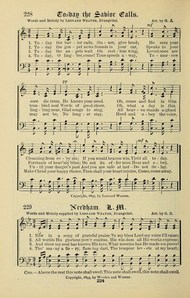 Songs of the Peacemaker: a collection of sacred songs and hymns for use in all services of the church, Sunday-school, home circle, and all kinds of evangelistic work page 224