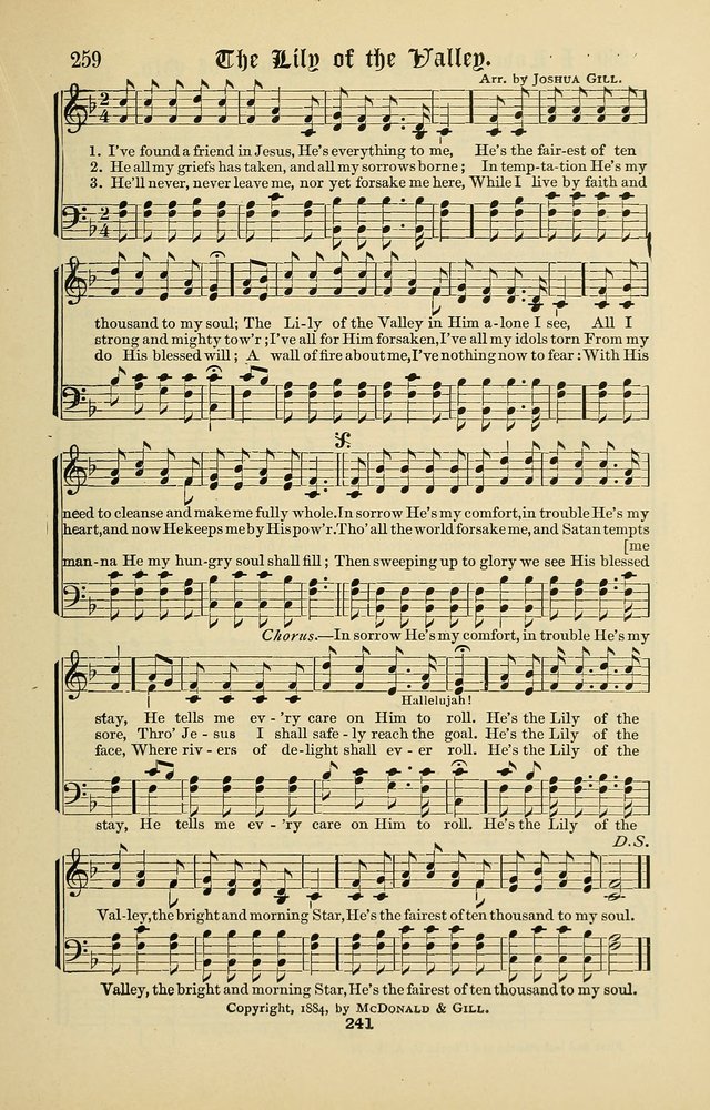 Songs of the Peacemaker: a collection of sacred songs and hymns for use in all services of the church, Sunday-school, home circle, and all kinds of evangelistic work page 241