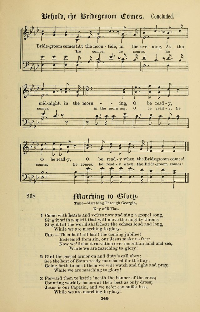 Songs of the Peacemaker: a collection of sacred songs and hymns for use in all services of the church, Sunday-school, home circle, and all kinds of evangelistic work page 249