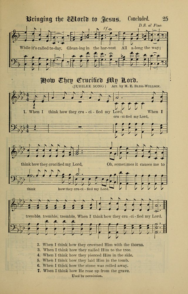Songs of the Peacemaker: a collection of sacred songs and hymns for use in all services of the church, Sunday-school, home circle, and all kinds of evangelistic work page 25