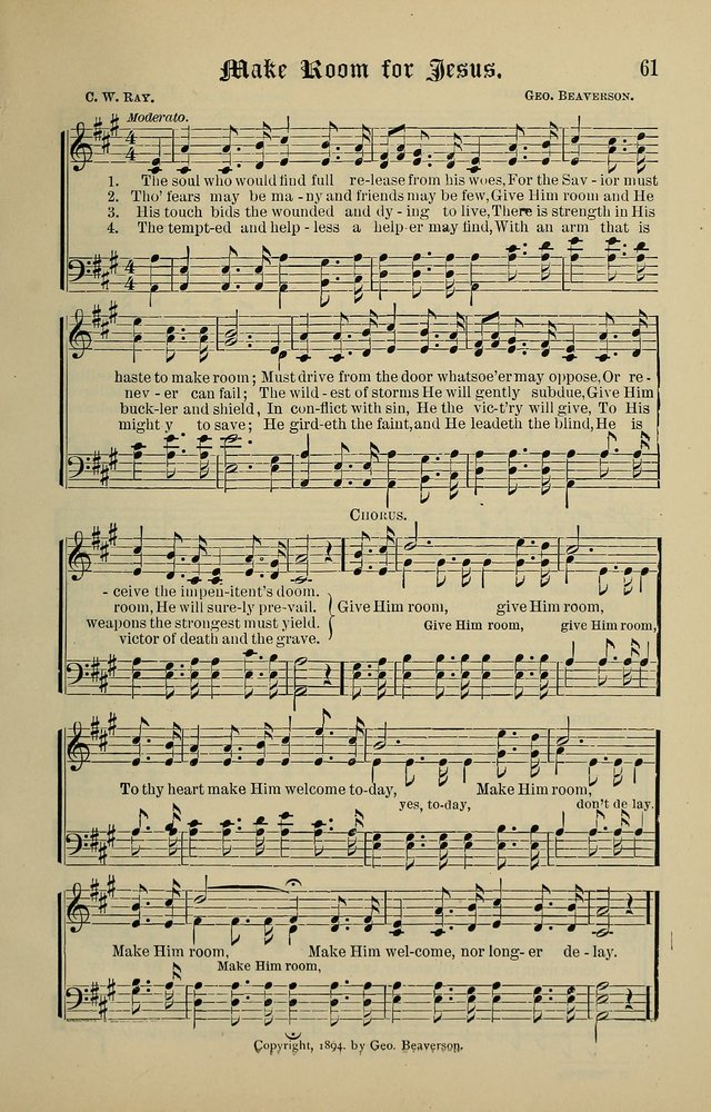 Songs of the Peacemaker: a collection of sacred songs and hymns for use in all services of the church, Sunday-school, home circle, and all kinds of evangelistic work page 61