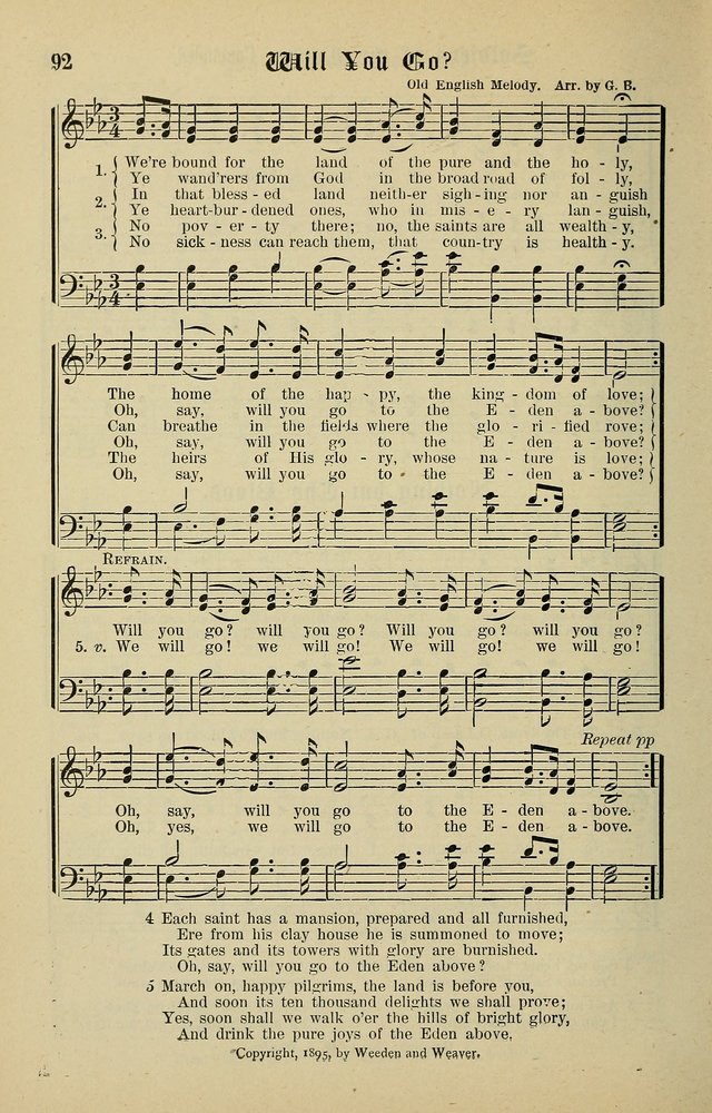 Songs of the Peacemaker: a collection of sacred songs and hymns for use in all services of the church, Sunday-school, home circle, and all kinds of evangelistic work page 92
