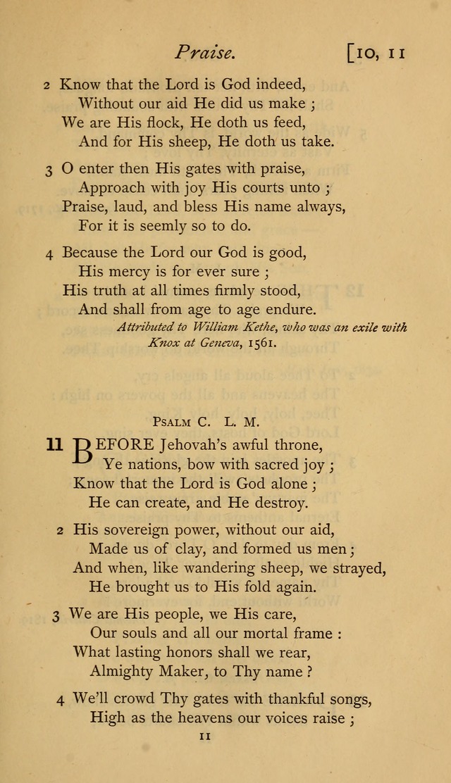 The Sacrifice of Praise. psalms, hymns, and spiritual songs designed for public worship and private devotion, with notes on the origin of hymns. page 11