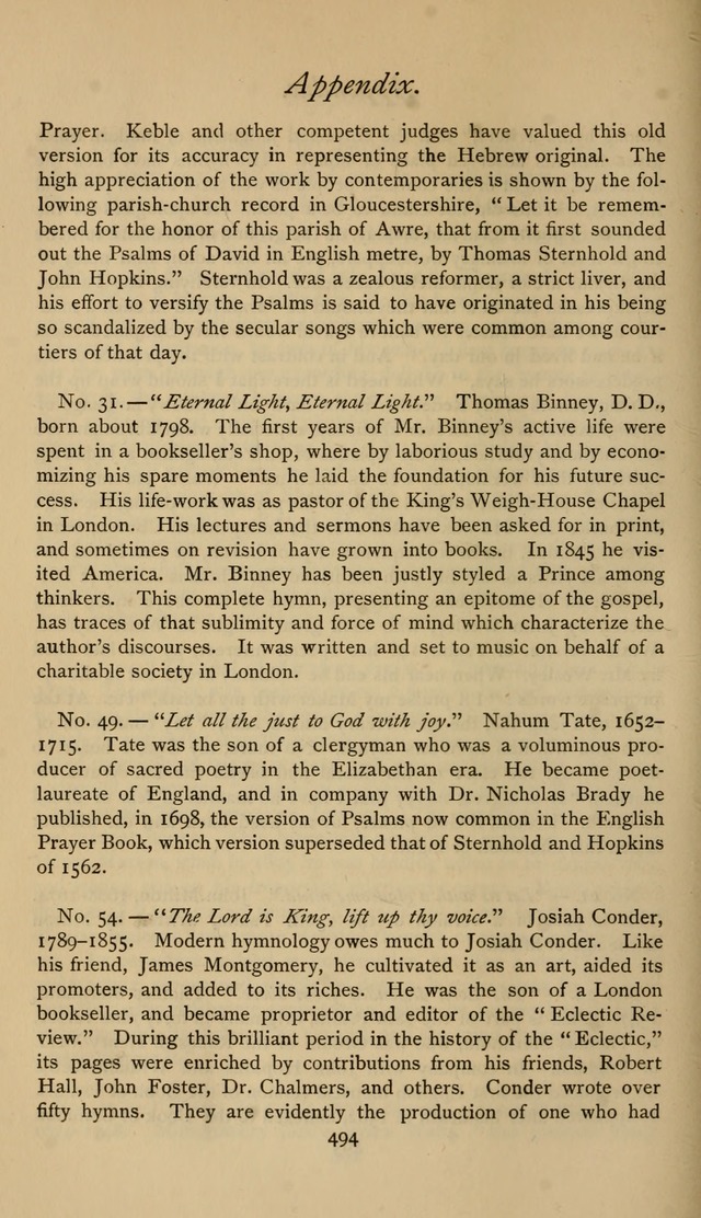 The Sacrifice of Praise. psalms, hymns, and spiritual songs designed for public worship and private devotion, with notes on the origin of hymns. page 494