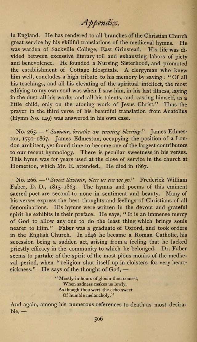 The Sacrifice of Praise. psalms, hymns, and spiritual songs designed for public worship and private devotion, with notes on the origin of hymns. page 506