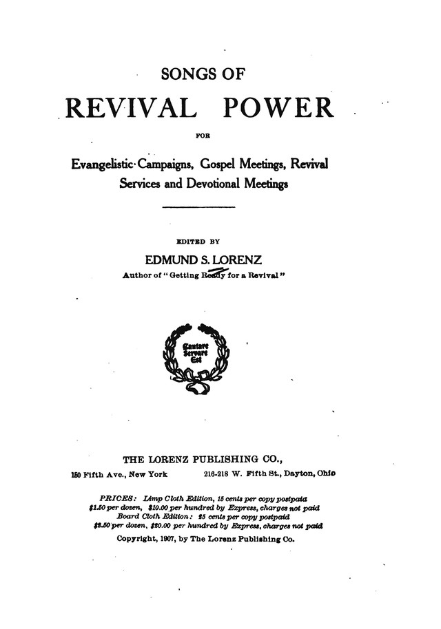 Songs of Revival Power page ii