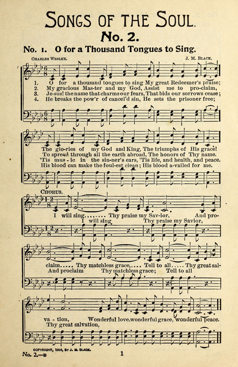 Songs of the Soul No. 2: for use in Sunday evening congregations, revivals, camp-meetings, social services and young peoples meetings page 1
