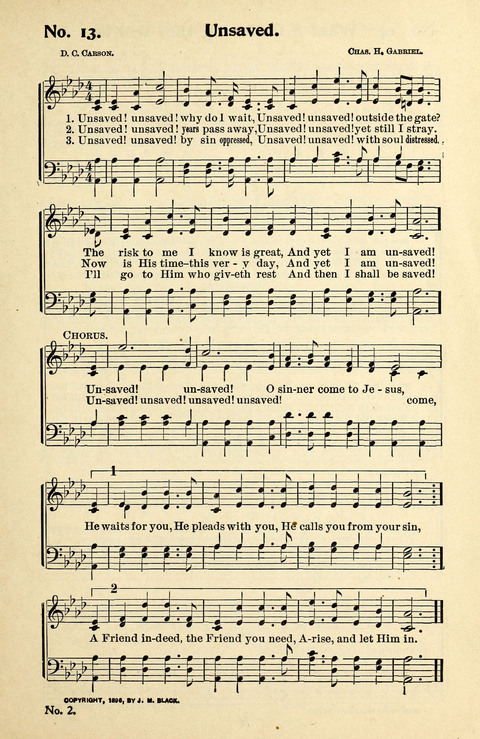Songs of the Soul No. 2: for use in Sunday evening congregations, revivals, camp-meetings, social services and young peoples meetings page 13