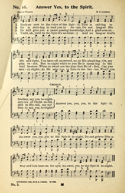 Songs of the Soul No. 2: for use in Sunday evening congregations, revivals, camp-meetings, social services and young peoples meetings page 16