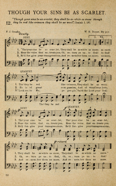 Songs of Victory: for evangelistic meetings, conferences, the home circle, and Christian worship. Along with a selection of choruses page 12