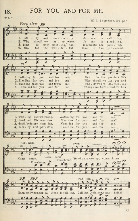 Songs of Victory: for evangelistic meetings, conferences, the home circle, and Christian worship. Along with a selection of choruses page 13