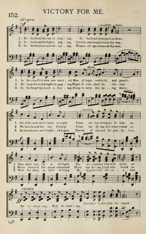 Songs of Victory: for evangelistic meetings, conferences, the home circle, and Christian worship. Along with a selection of choruses page 148