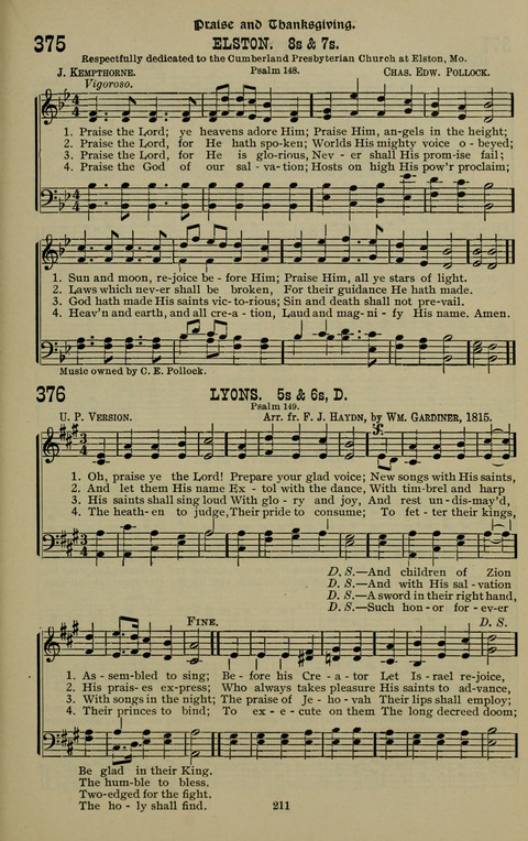 The Songs of Zion: the new official hymnal of the Cumberland Presbyterian Church page 211