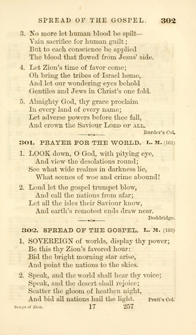 Songs of Zion Enlarged: a manual of the best and most popular hymns and tunes, for social and private devotion page 266