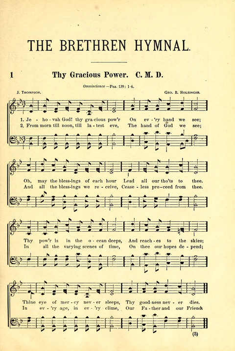 The Brethren Hymnal: A Collection of Psalms, Hymns and Spiritual Songs suited for Song Service in Christian Worship, for Church Service, Social Meetings and Sunday Schools page 1