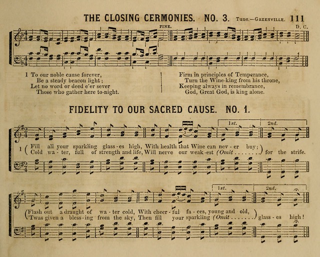 Temperance Chimes: comprising a great variety of new music, glees, songs, and hymns, designed for the use of temperance meeting and organizations, glee clubs, bands of hope, and the home circle page 111
