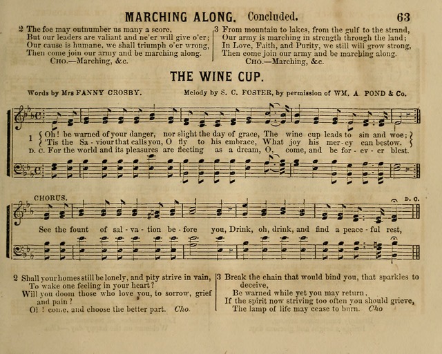 Temperance Chimes: comprising a great variety of new music, glees, songs, and hymns, designed for the use of temperance meeting and organizations, glee clubs, bands of hope, and the home circle page 63