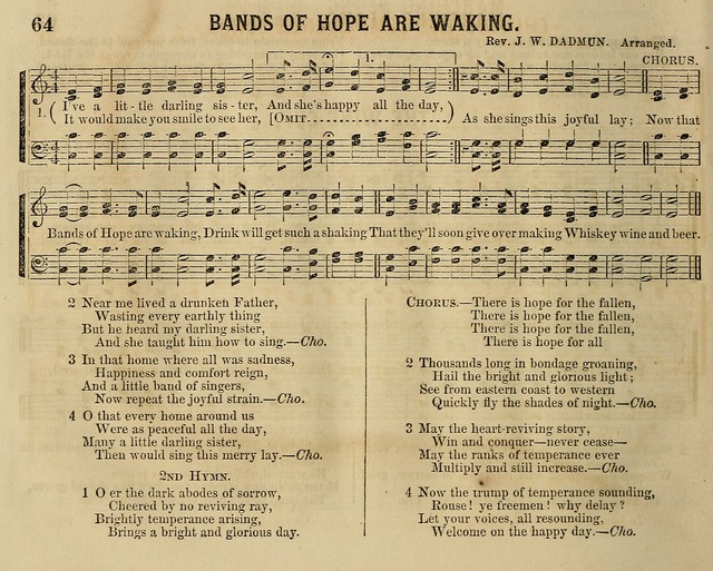 Temperance Chimes: comprising a great variety of new music, glees, songs, and hymns, designed for the use of temperance meeting and organizations, glee clubs, bands of hope, and the home circle page 64
