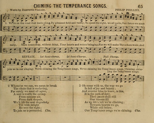 Temperance Chimes: comprising a great variety of new music, glees, songs, and hymns, designed for the use of temperance meeting and organizations, glee clubs, bands of hope, and the home circle page 65