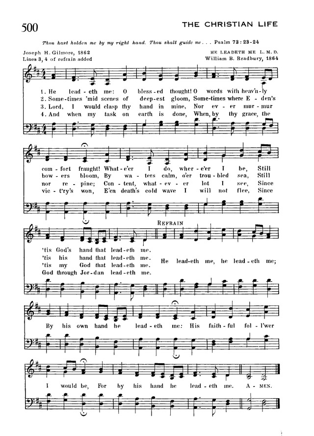 Trinity Hymnal 500. He leadeth me: O blessed thought! | Hymnary.org