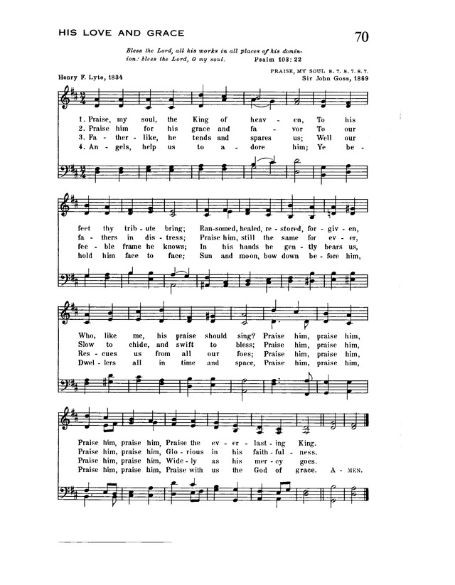 Trinity Hymnal 70. Praise, my soul, the King of heaven | Hymnary.org