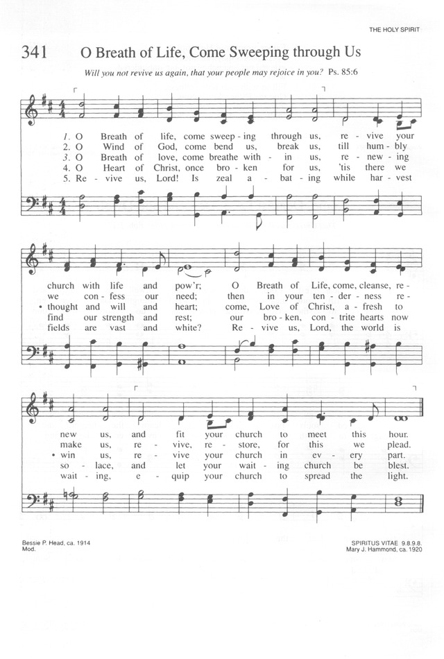 Trinity Hymnal Rev Ed 341 O Breath Of Life Come Sweeping Through Us Hymnary Org