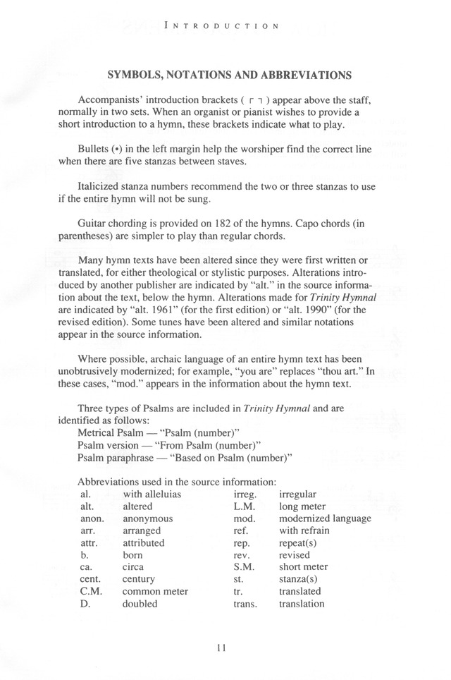 Trinity Hymnal (Rev. ed.) page ix