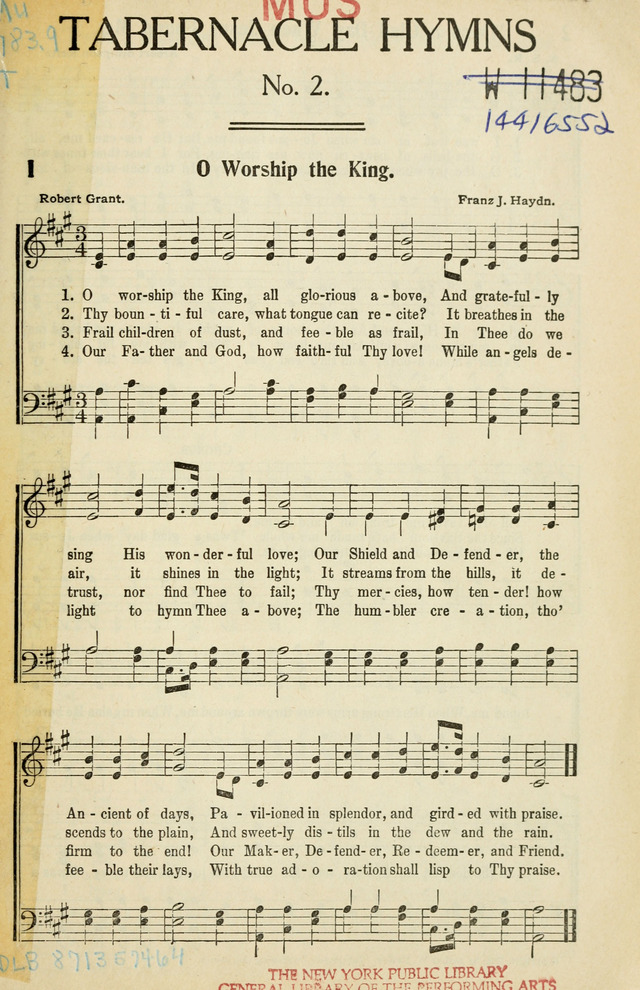 Tabernacle Hymns: No. 2 page 1