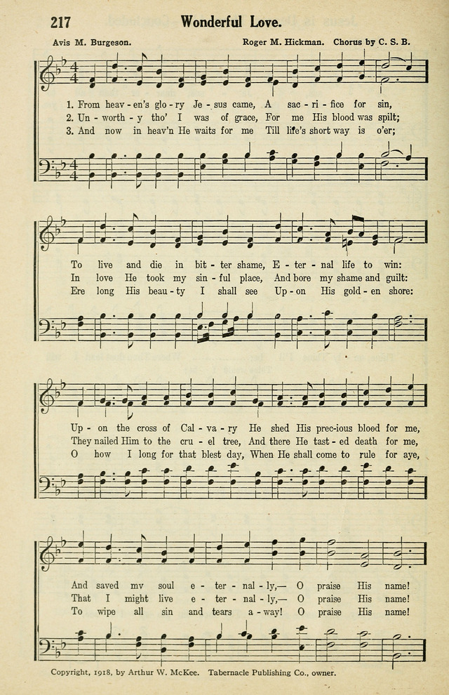 Tabernacle Hymns No 2 217 From Heaven S Glory Jesus Came Hymnary Org